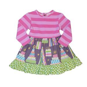 NWOT RicRac & Ruffles Birthday Present Birthday Longsleeve Dress Pink 24M